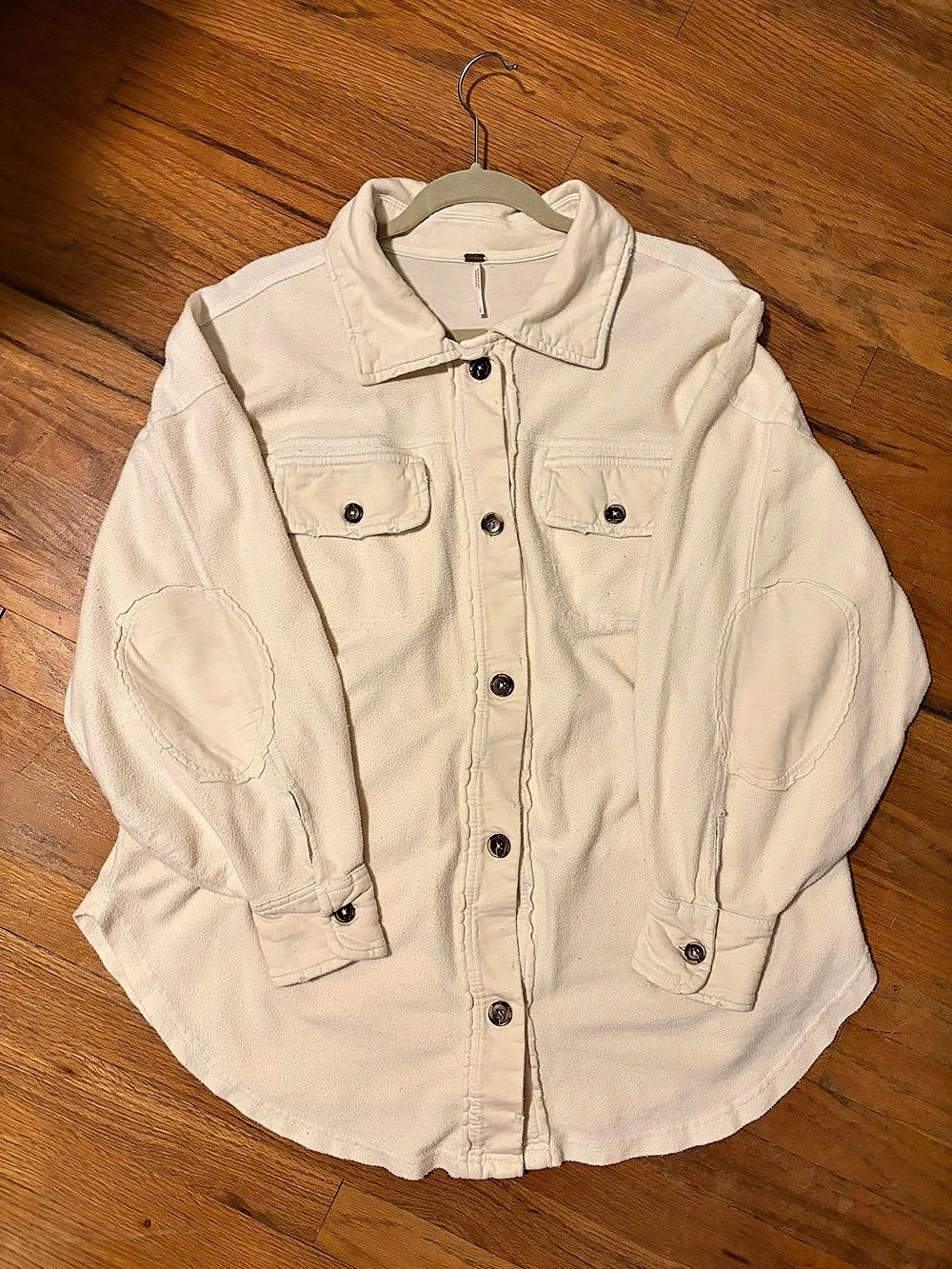 Free People Cream Fleece Shacket - Size Small